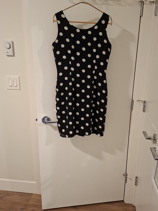 Principles Dresses & Skirts - 90's Classic Vintage Black & Beige Polka Dot Sleeveless Sheath Dress (Size S)
